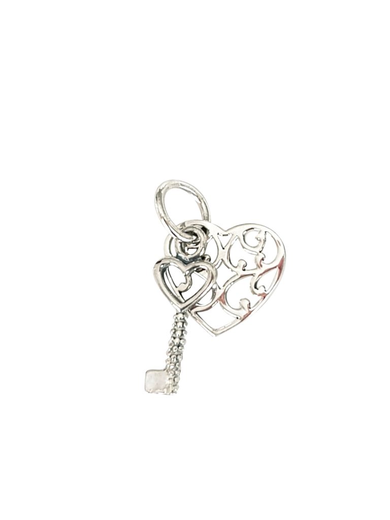 Charm Coeur et Clé en argent 925 pour bola de grossesse